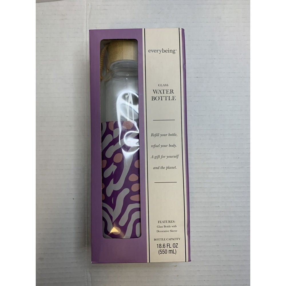 Everybeing‎ Glass Water Bottle With Decorative Sleeve. 18.6 Fl Oz